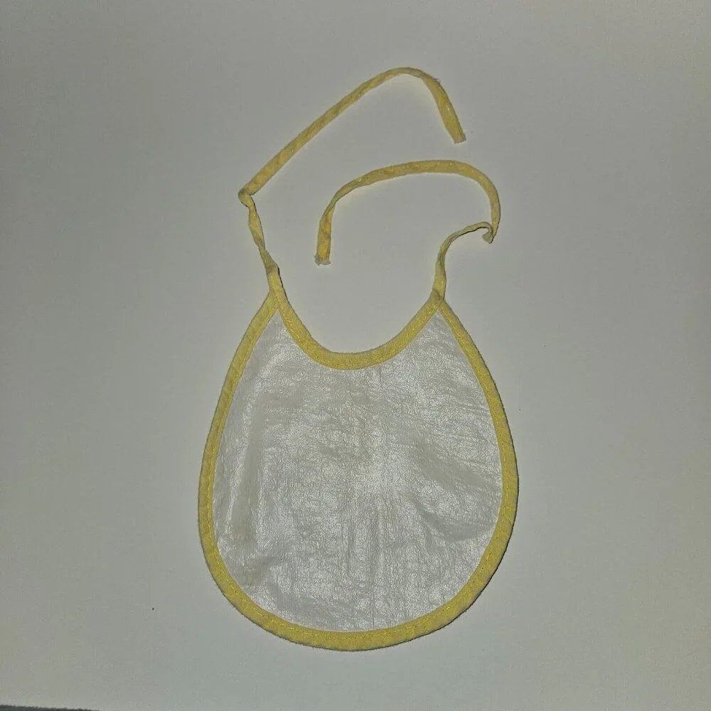 VTG Baby Bib Frog Butterfly Fish Water Yellow Trim